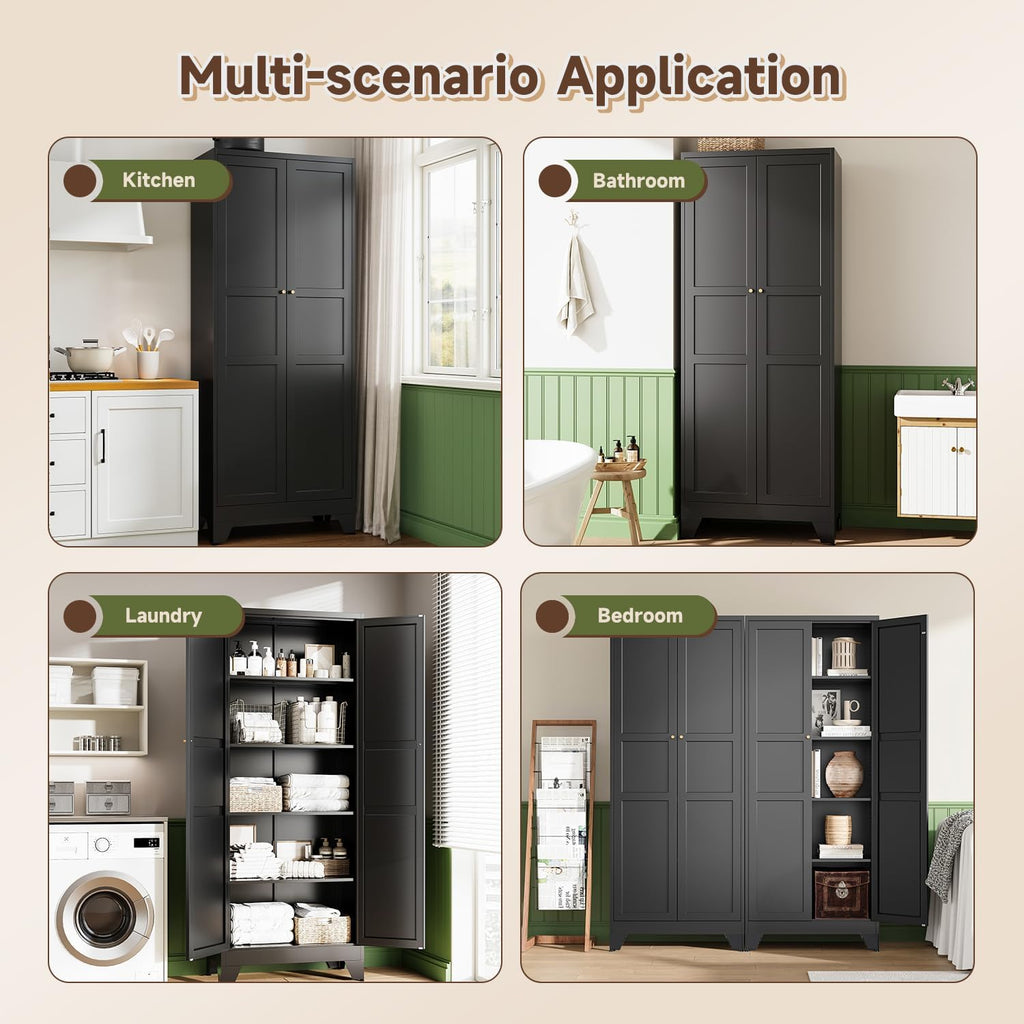 letaya 75" h metal storage cabinet with 2 showing dimensions