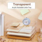 Harloon 4 Tier Acrylic Paper Tray 12.4 x 8.9 x 1.7 Inches Stackable Letter - Image 5
