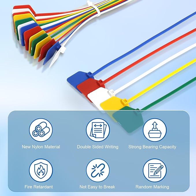 8 in Marker Nylon Cable Ties, Plastic Water Proof Tags, Self-Locking Written-on - Image 3