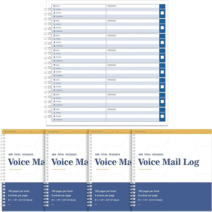 Geyee Phone Message Voice Mail Log Book 8. 27 x 8. 5 Inches Voicemail Message by Geyee
