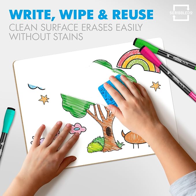 Set of 12 Small White Board Dry Erase Boards Classroom Pack Mini White Boards - Image 4