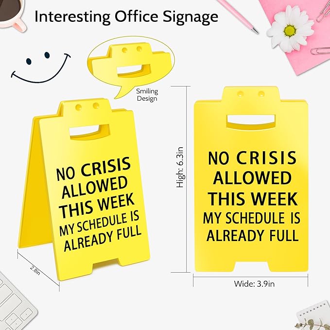 Smilelife Funny Office Cubicle Decor No Crisis Allowed This Week Desk Sign Team - Image 2