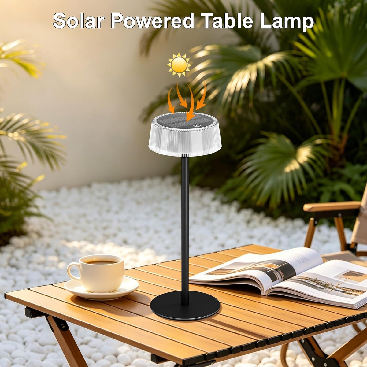 Solar Table Lamps Outdoor 2 Pack, Patio Solar Table Lights IP65 Waterproof