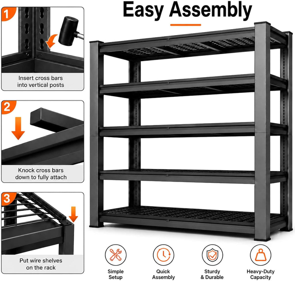 tote storage rack, garage shelving heavy-duty storage bin, package contents