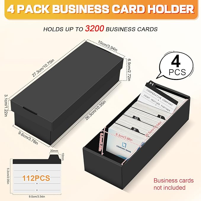 QLOUNI Business Card Storage Box 4 Pack, Business Card Holder Case - Image 2