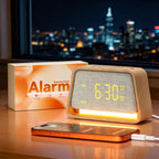 vivilumens dual alarm clock wooden 20 white noise, main product view