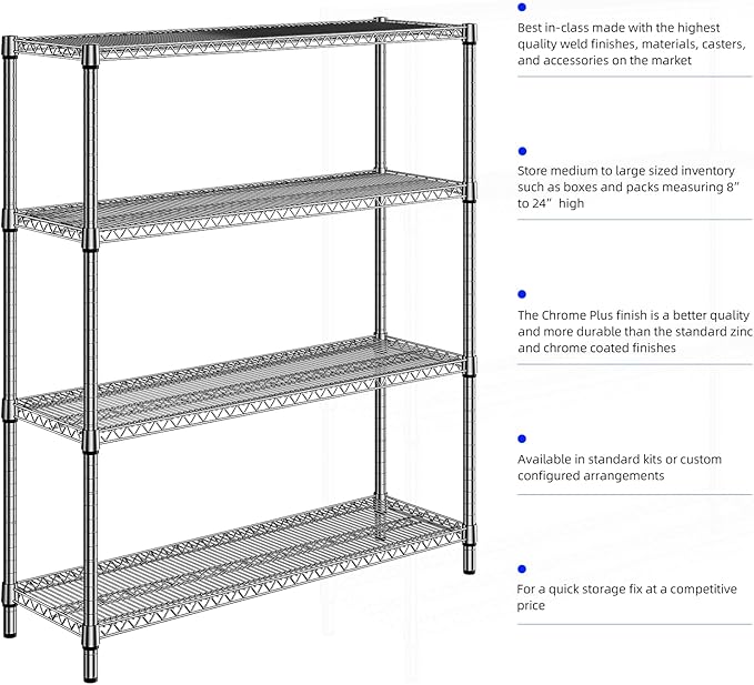 M MZG 1760 LBs 4 Tier Storage Rack Metal Wire Shelving Unit, Storage Standing - Image 8