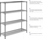 M MZG 1760 LBs 4 Tier Storage Rack Metal Wire Shelving Unit, Storage Standing - Image 8