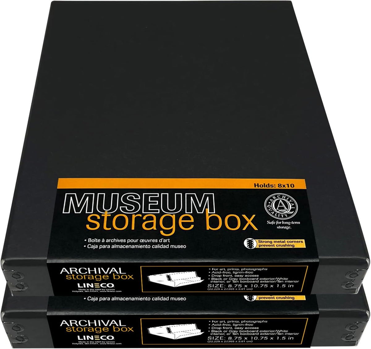 Lineco Museum Archival Storage Box, 8.75x10.75x1.5 in. Drop Front Design.