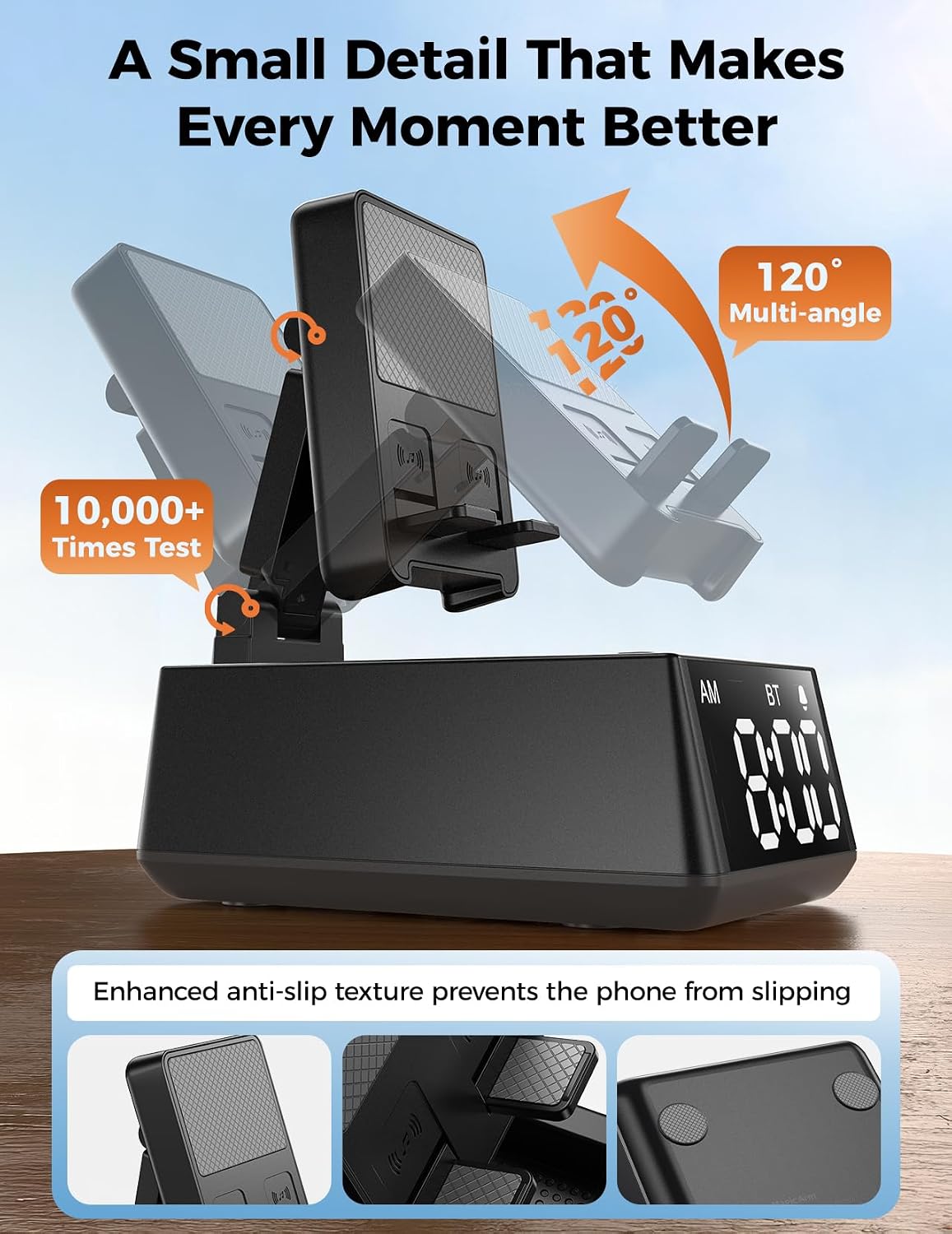 Bluetooth Speaker Birthday Gift for Men:Induction Cell Phone Stand Black