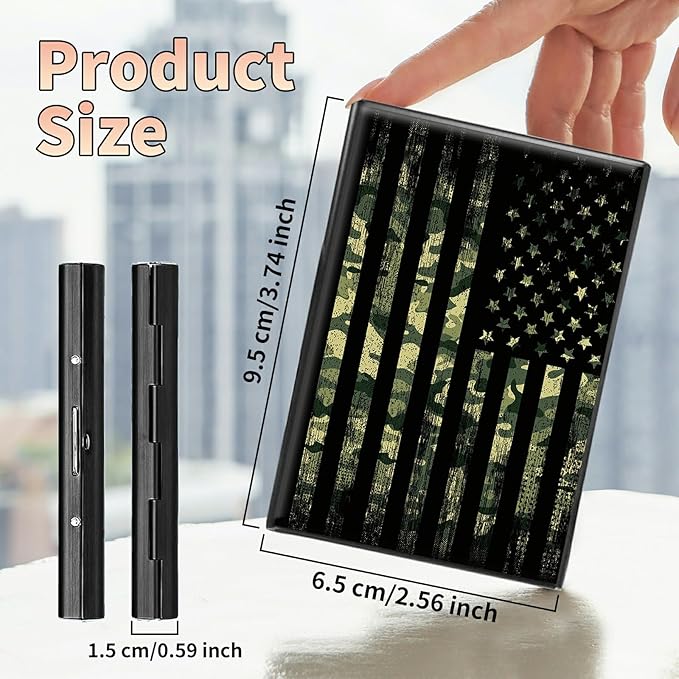 Slim Credit Card Holder, Military Camouflage American Flag RFID Blocking Metal - Image 2