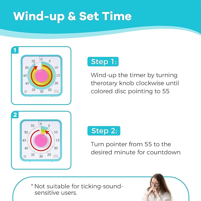TWENTY5 SEVEN Countdown Timer 7.5 inch; 60 Minute 1 Hour Visual Timer – - Image 3