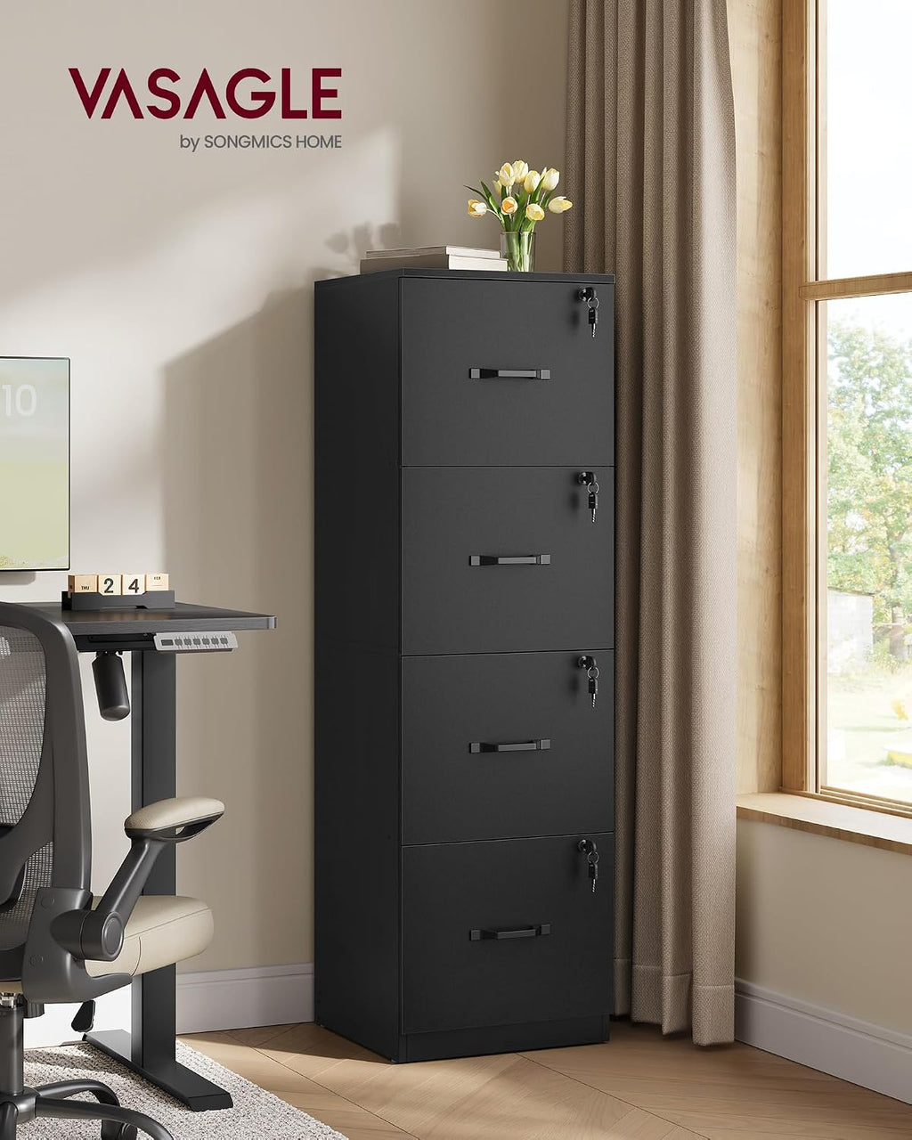 vasagle 4 drawer file cabinet with locks, for shown in use