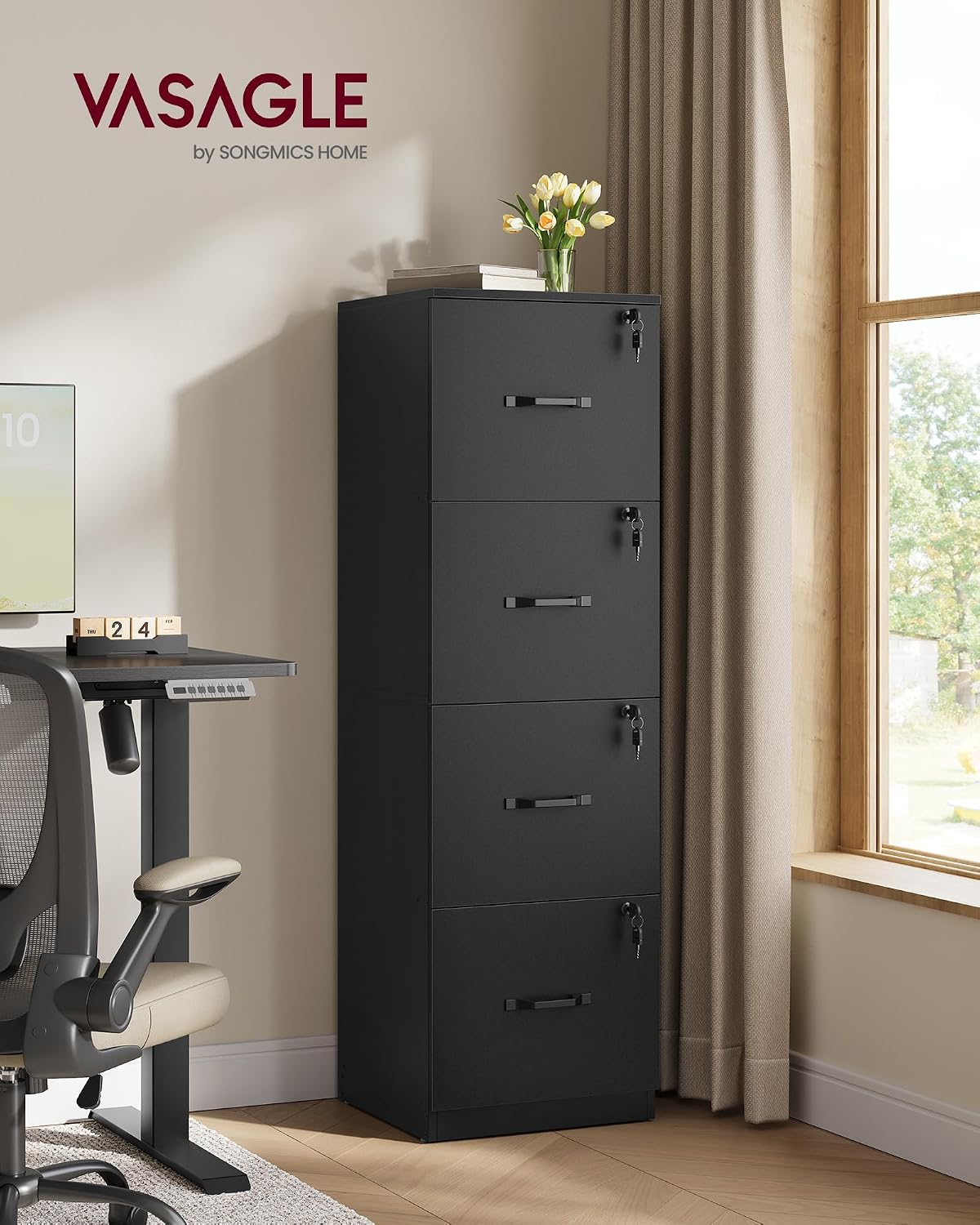 vasagle 4 drawer file cabinet with locks, for shown in use