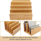 Deefielly Desk File Mail Organizer Countertop, 5 Slots Bamboo Folder Sorter - Image 7