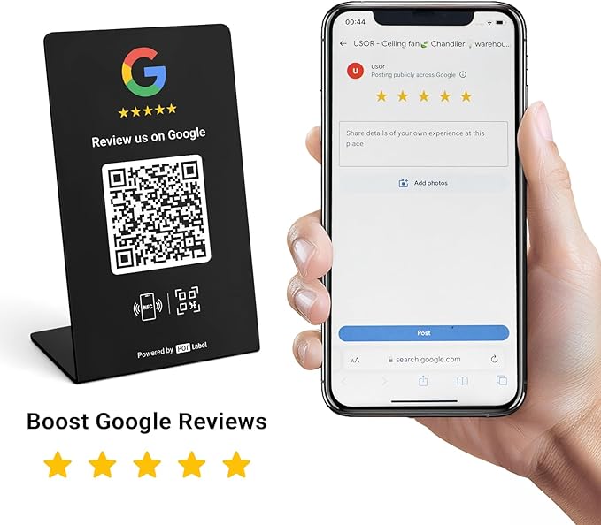HotLabel – Google Review Stand 1-Pack – Bonus Google Review Tap Card 1-Pack – - Image 2