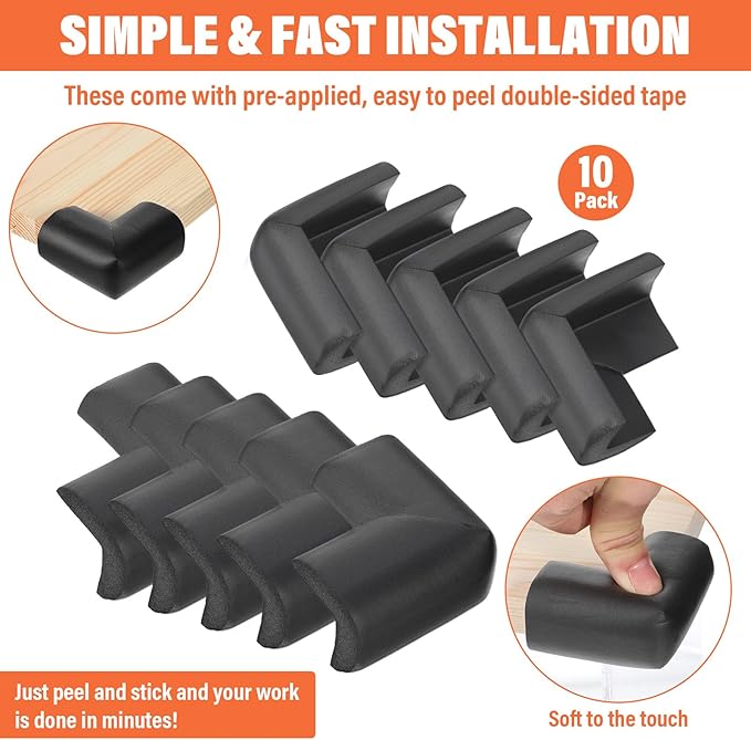 Qianyu 10 Pack Soft Sponge Table Corners Baby Proofing Edge and Corner Guards - Image 4