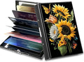 BWEGRHE Slim Credit Card Holder, Sunflowers Butterfly RFID Blocking Metal Wallet by BWEGRHE