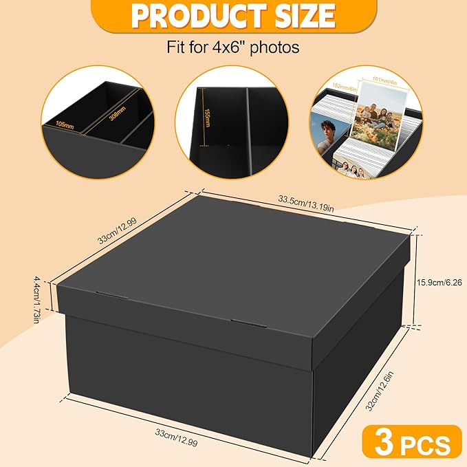 REAQUE 3 Pack Photo Storage Boxes - Image 2