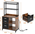 Livofloral Filing Cabinet with Charging Station, Files Cabinet with Shelves - Image 3