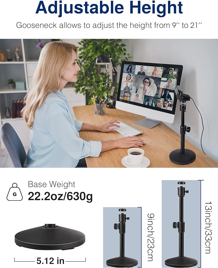 Puroma Webcam Stand Goose-Neck Mount Stand Upgraded Desktop Stand - Image 2