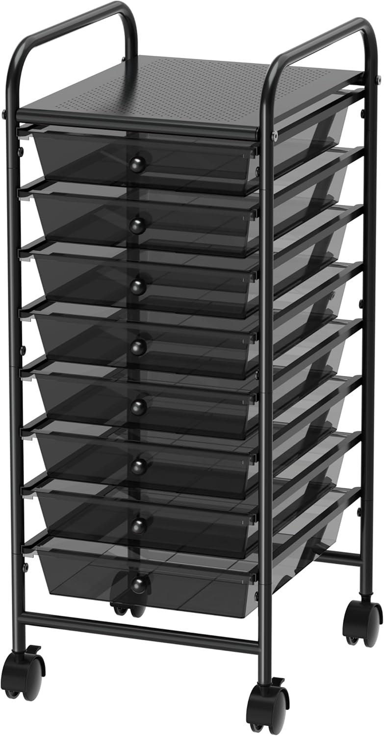Simple Houseware 8 Drawers Rolling Utility Cart Art Craft Storage, Black