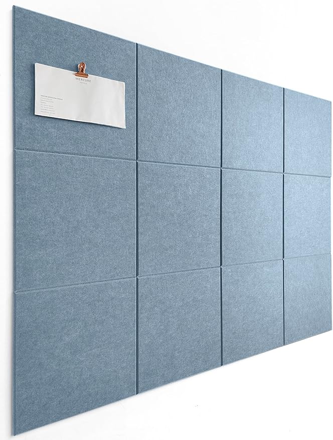 DECORITA Blue Felt Bulletin Board 47"x35" | Felt Wall Tiles | Large Cork Pin by DesignerManufacturerofInnovativeBulletinBoardSolutionsforHomeOffice