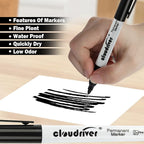 cloudriver Permanent Markers, 148 Pack Black Permanent Markers Set, Fine Point - Image 3
