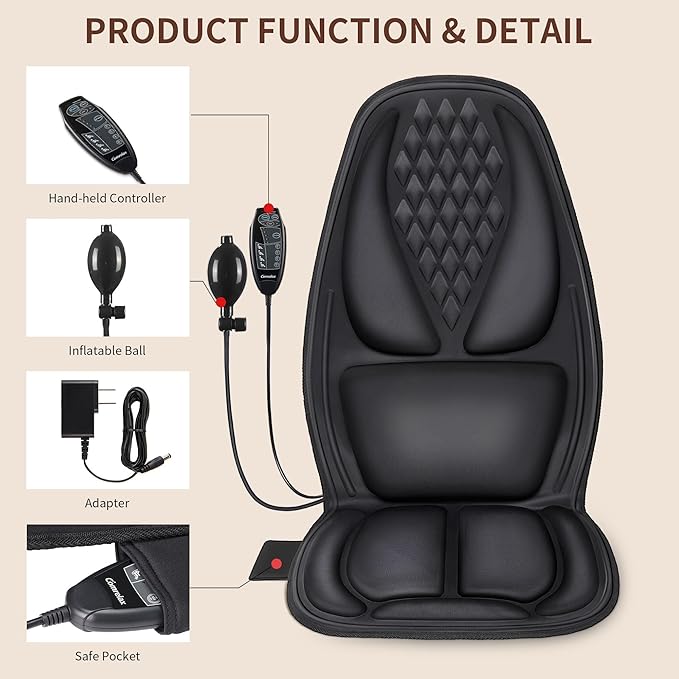 comrelax Back Massager with Heat, Massage Seat Cushion with 3D Lumbar Support - Image 7