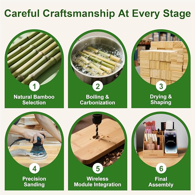 Bamboo Pen Holder for Desk & Nightstand Organizer - Image 8