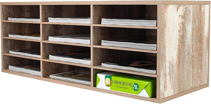 PAG Mail Sorter Wood Countertop Literature Organizer, Student Mailbox by PAG