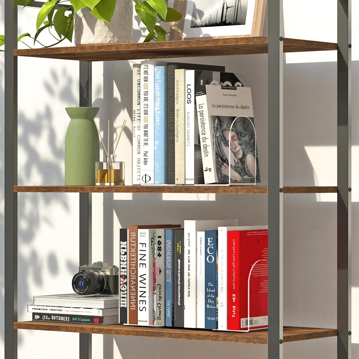 4 Pcs Acrylic Bookends, Clear Book Ends for Heavy Books | Bookend Holders for Shelves, Arch Book Stopper to Hold Books, Decorative Bookends for School, Library, Home, Office