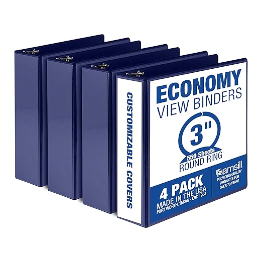 Samsill 3 Inch 3 Ring Binders, Made in USA, Economy Round Ring, 550 Sheet by Samsill