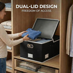 PRANDOM Storage Boxes with Lids Fabric Collapsible Storage Bins Organizer - Image 3