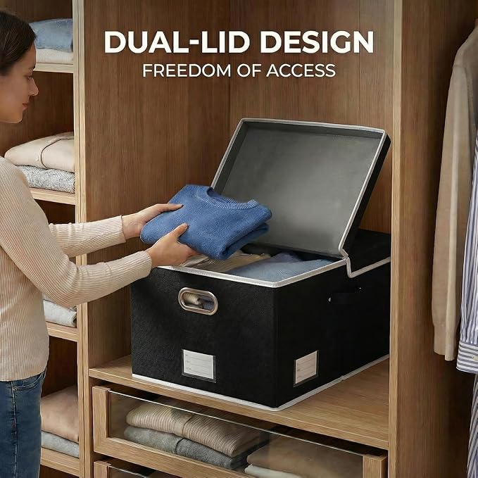 PRANDOM Storage Boxes with Lids Fabric Collapsible Storage Bins Organizer - Image 3
