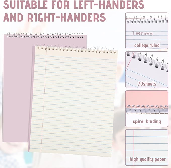 Maitys 6 Pcs Legal Pad Steno Spiral Notebook 8.5" x 11" Top Bound Spiral Pads - Image 3