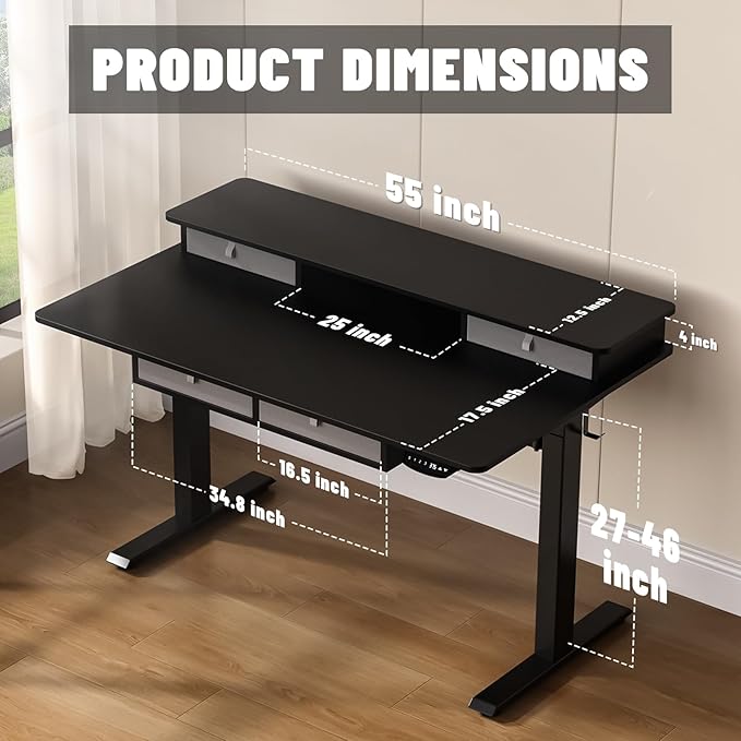 ExaDesk 55 * 30 Inches Electric Standing Widened Desk Adjustable Height - Image 3