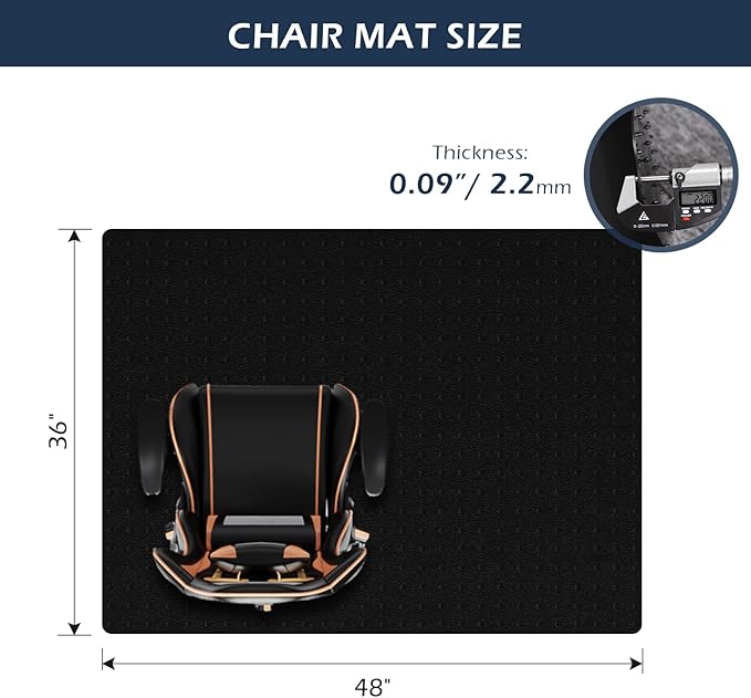 SALLOUS Chair Mat for Carpet, Heavy Duty Vinyl Floor Mat - Image 2