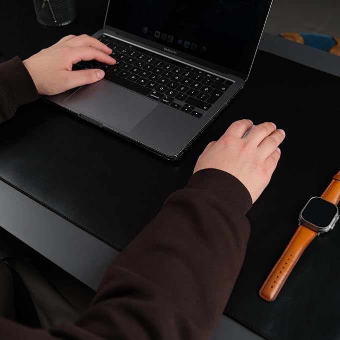 TORONATA Jersey Genuine Calfskin Leather Desk Pad, Office Desk Mat - Image 2
