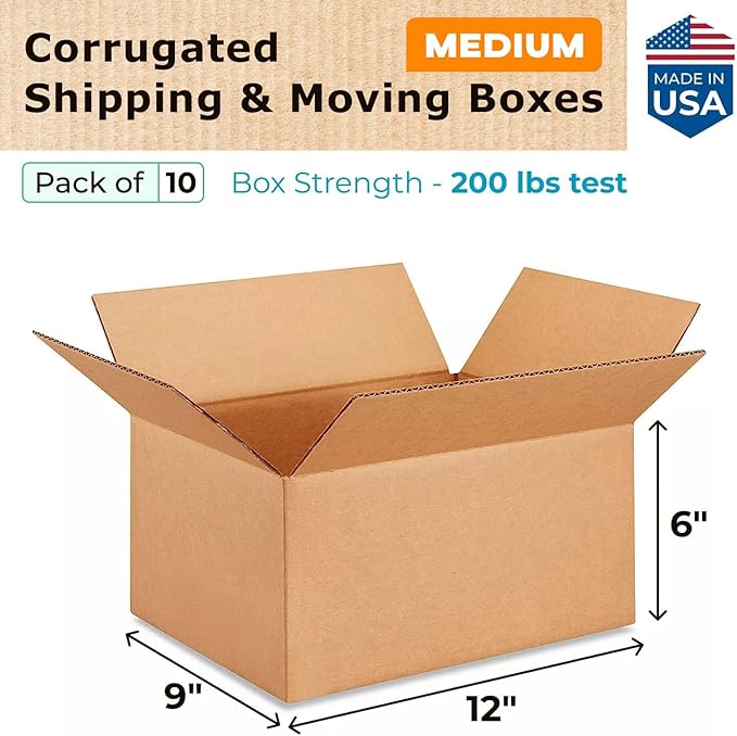 Medium Moving & Shipping Boxes 12x9x6 inches - Image 2