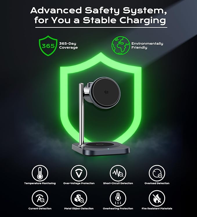 Gumosh Qi2.2 Charging Station for Apple, 25W 3 in 1 Magsafe Charger Stand - Image 8