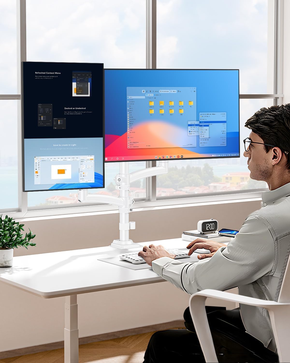 Dual Monitor Stand for 2 Screens up to 32 inch, Vertical Stacked Dual Monitor...