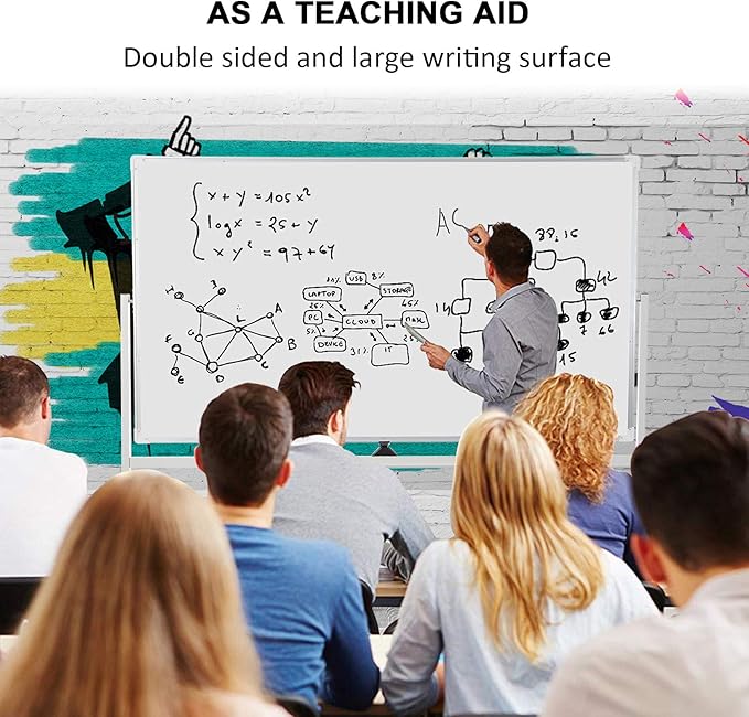 Max-officoo Mobile Whiteboard 72"x40" Magnetic Dry Erase White Boards on Wheels - Image 6