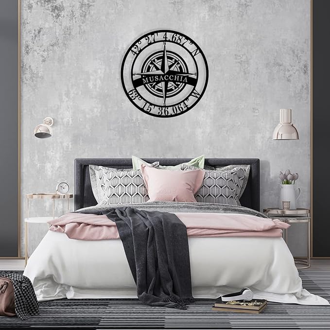 Metal Name Signs Personalized, Nautical Compass GPS Coordinates Metal Sign - Image 9