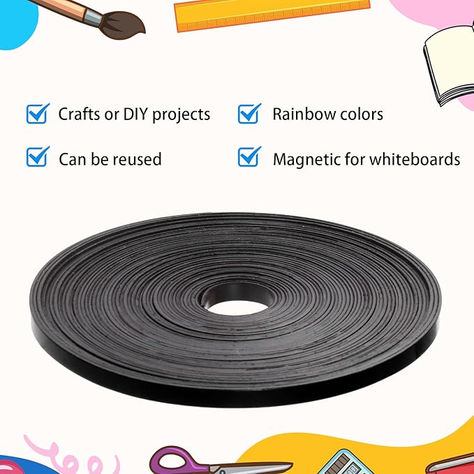 AmazingSpark Magnetic Tape Roll Thin Strips, 0.39 Inch x 66 Feet Magnetic Board - Image 5