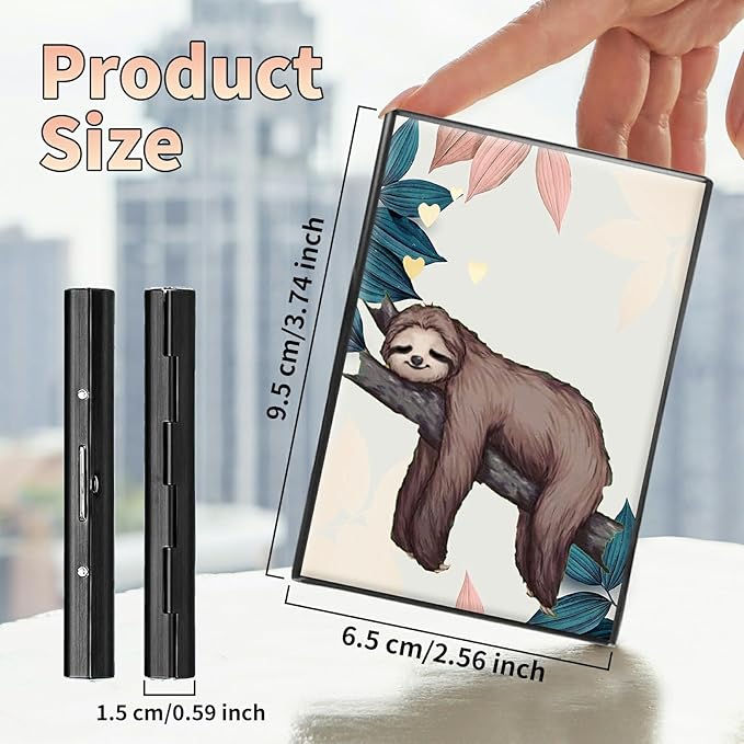 BWEGRHE Slim Credit Card Holder, Sloth RFID Blocking Metal Wallet - Image 2