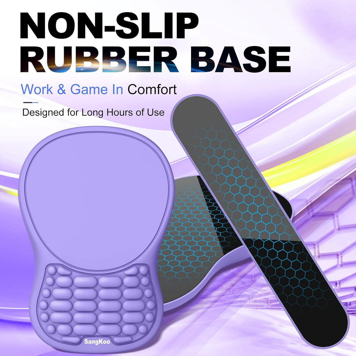 Ergonomic Keyboard Wrist Rest Mouse Pad Wrist Support Set, Purple