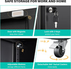 sisesol wide & deep metal storage cabinet with on a desk or shelf
