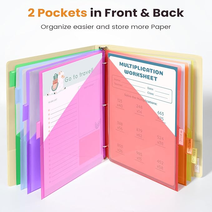 Sooez 96 Count Dividers with Pockets, 8 Tabs Binder Dividers - Image 4