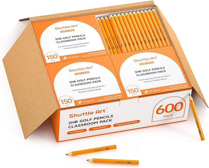 Shuttle Art 600 Pack #2 HB Mini Pencils, Wood-cased, Pre-sharpened by ShuttleArt